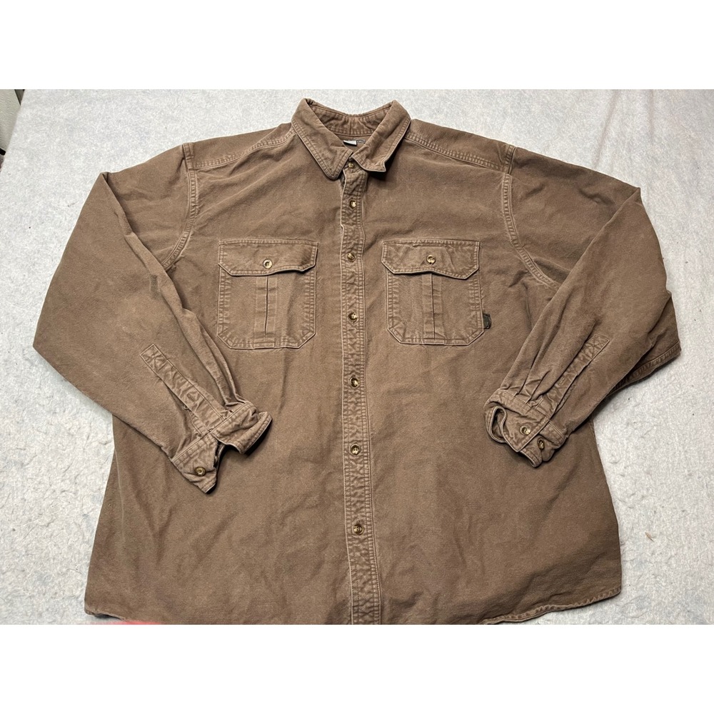 Guide Series Mens XL Brown Heavy Cotton Button Down Shirt Long‎ Sleeve Outdoor